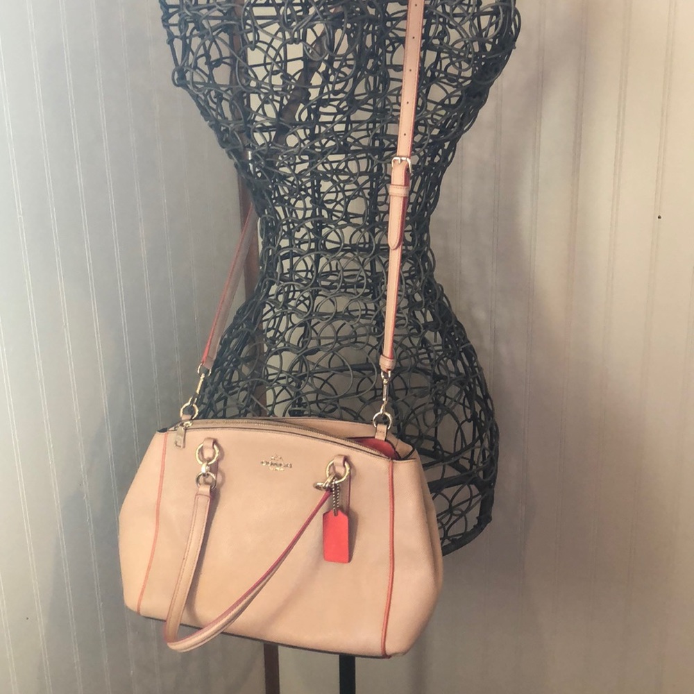 Nude Coach Crossbody with Neon Detail